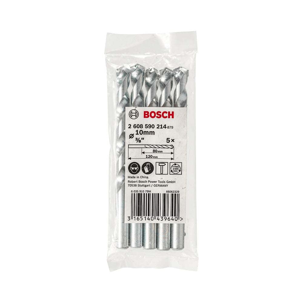 Bosch 2608590214 Professional Impact Drill Bit / Masonry Drill Bit Set With Diameter 10mm, Working Length- 80mm, Total Length 120mm, Pack Of 5