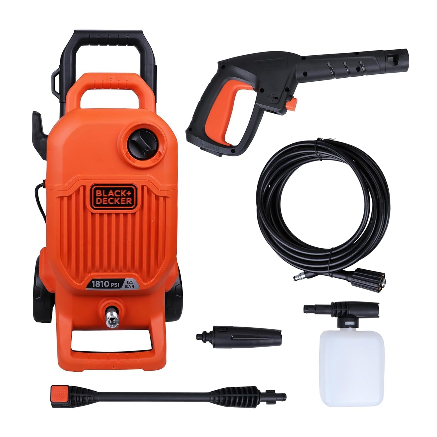 Black + Decker Bepw1800T 1700W 1810 Psi 125 Bar Pressure Washer for Car, Bike, Home & Garden Cleaning Use with Multiple Accessories Included, 1 Year...