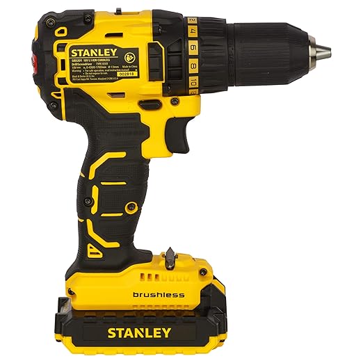 STANLEY SBD201D2K 18V,13mm Li-ion Brushless Cordless Drill Machine Driver-2x1.5Ah Batteries