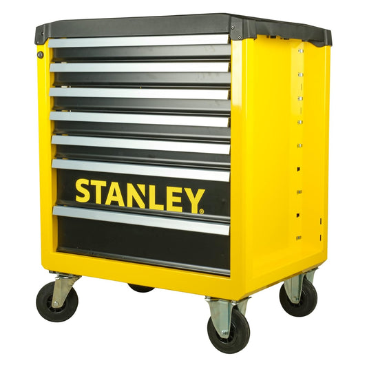 STANLEY STST74306-1 7-Drawer Cabinet, Weight 50 kg, Durable Worktop, Swivelling, Lockable Castors for Smooth Mobility, 12.5 cm Wheel Diameter, Drawer...