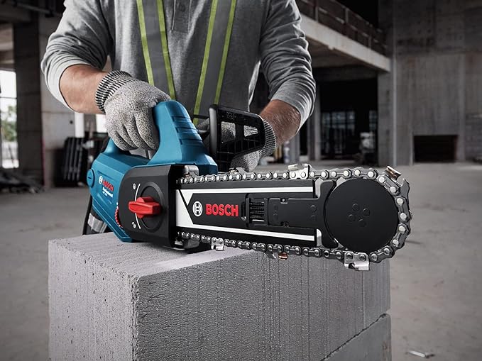 Bosch GAC 250-AAC Corded Electric Block Cutter, 1200W, 1.3mm Chain Gauge, 12 m/s, Ergonomic Handle + 1 (Bosch Guide Rail, Saw Chain & Sprocket Wheel)