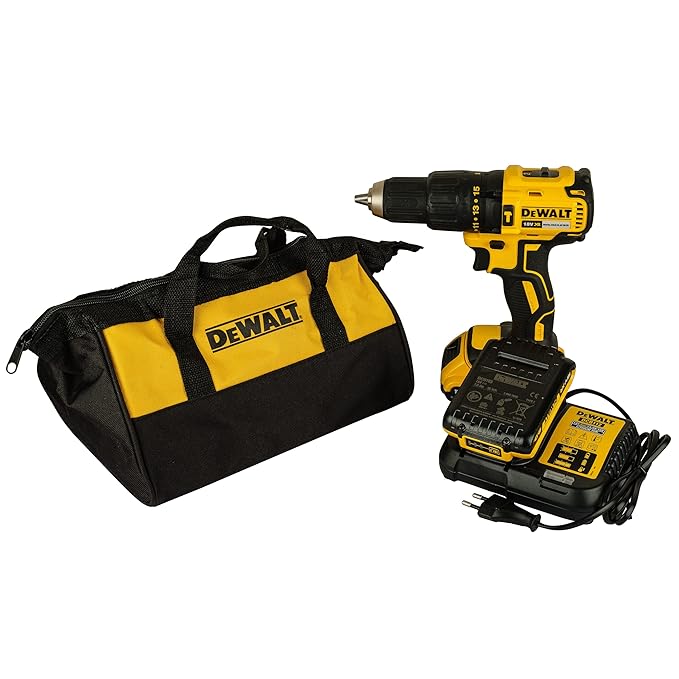 Dewalt Dcd7781D2 18V 13Mm Cordless Compact Brushless Hammer Drill Machine With 2X2.0Ah Li-Ion Batteries, Yellow