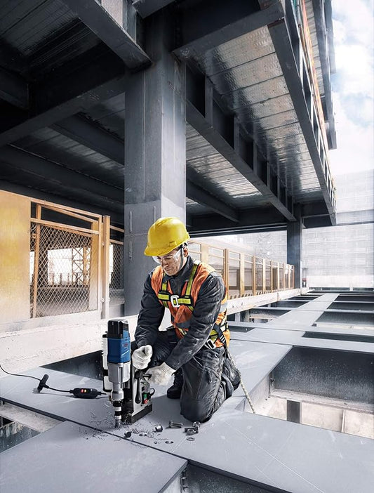 Bosch GBM 50-2 Professional Metal Drill - Heavy Duty - 1200 W – 1.5/50 mm – Protection Switch & Service Display (Blue)