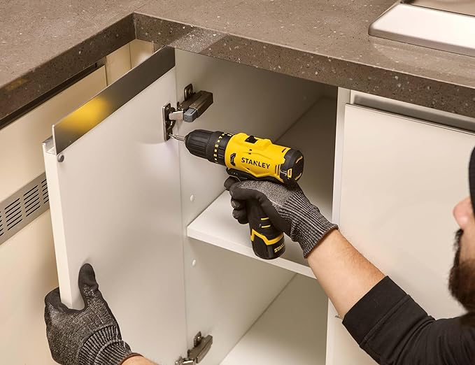 STANLEY SCD10D2K-IN(12 V) Brushed Hammer Drill Driver,with 2x2Ah Batteries & 1.5A Charger LED light,variable speed trigger switch,forward/reverse button,10mm chuck,clutch setting 20+1