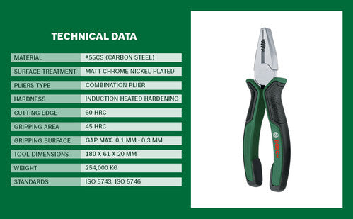 BOSCH 1600A032VB Combination Pliers 180mm