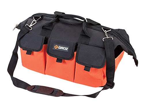 Groz Durable, Medium Nylon Tool Bag for Mechanics, Plumbers, Electricians, Homeowners, DIYers | 12” × 9” × 5.5” | Maximum Capacity: 10 Kgs | Compact, Portable, Premium, Rugged | NTB/3