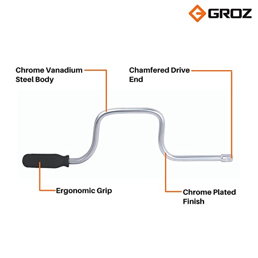 GROZ Speeder Handle with Chrome Plated Finish| Ideal for rapid loosening or tightening of fasteners| Chrome Vanadium Construction| Durable| Drive: 1/2"| SPDH/1-2/UG