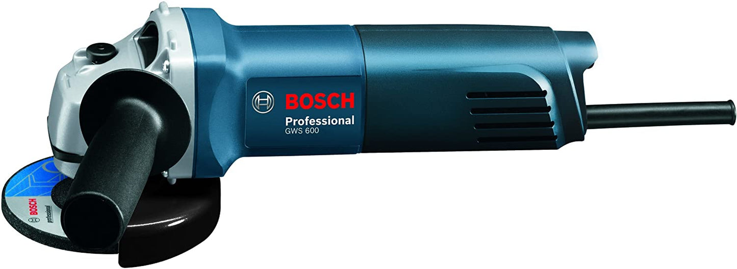 BOSCH GWS 600 professional Angle Grinder for Metal Working (with Brush Motor & Protective Guard - 670W, 100MM, M10) (Blue)