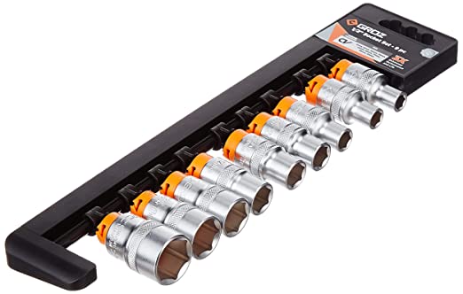 Groz KIT/SKT/H/1-2/9L/UG Hand Socket 1/2 Inch Drive Hex 9 Pieces Socket Set