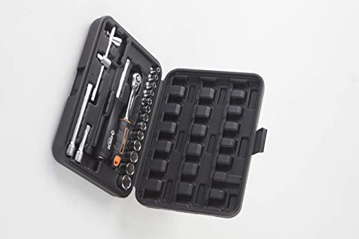 Groz 1/4 inch Drive 19 Pcs Hand Socket Set In Blow Moulded Case, KIT/SKT/H/1-4/19/UG