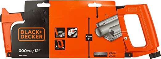 Black+ Decker BDHT20344 300mm Orange & Black Metal Hacksaw