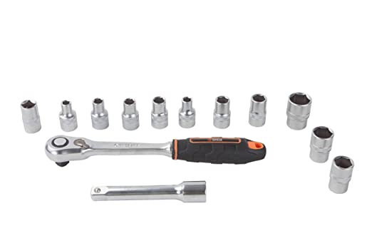 Groz 1/4 inch Drive 19 Pcs Hand Socket Set In Blow Moulded Case, KIT/SKT/H/1-4/19/UG