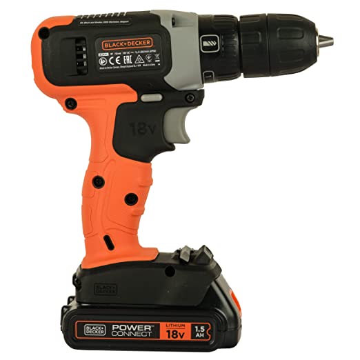 BLACK+DECKER BCD001C1-QW 18V 10mm Cordless Speed Drill Machine Driver with 1x1.5Ah Li-ion Battery