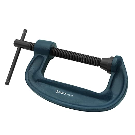 GROZ G Clamp with unbreakable body| Ideal for Variety of Metal and Woodworking Applications| Textured Powder Coated Finish| Capacity: 75 mm| Throat Depth:44 mm| Frame Proof Load:455 Kgs| GCL/13D/75