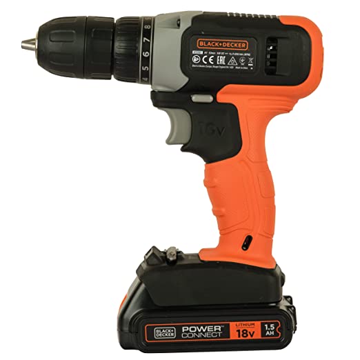 BLACK+DECKER BCD001C1-QW 18V 10mm Cordless Speed Drill Machine Driver with 1x1.5Ah Li-ion Battery