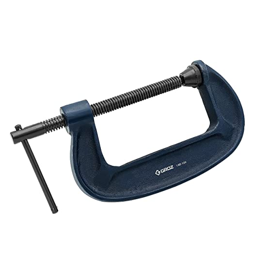 GROZ G Clamp with unbreakable body| Ideal for Variety of Metal and Woodworking Applications| Textured Powder Coated Finish| Capacity: 100 mm| Throat Depth:59 mm| Frame Proof Load:545 Kgs| GCL/13D/100