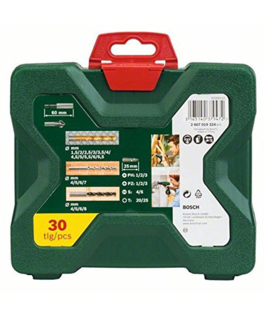 Bosch X30Ti Drill Bit and Driver Bit Set (30-Pieces), iron, Straight