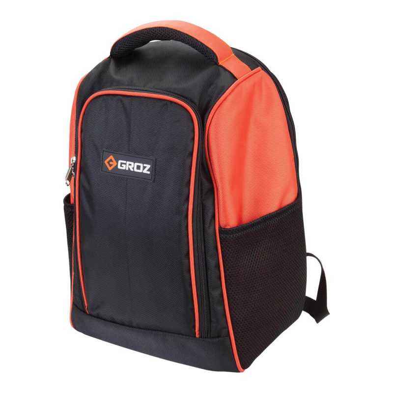 Groz Durable Nylon Travel Back Pack for Mechanics, Plumbers, Electricians, Homeowners, DIYers | 19” × 14” × 17” | Compact, Portable, Premium, Rugged | NTB/4