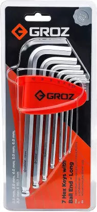 Groz ALN/HX-BL/7L/SAE/GRZ 7 Hexagon Key with Ball End - Long