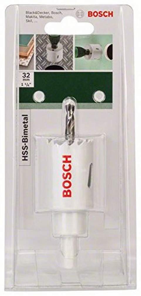 BOSCH 2609255605 HSS Bi-Metal Holesaw 32mm | Fast Cutting in Wood, Metal & Plastics | Vario Tooth for Smooth Performance | One-Piece Low-Vibration