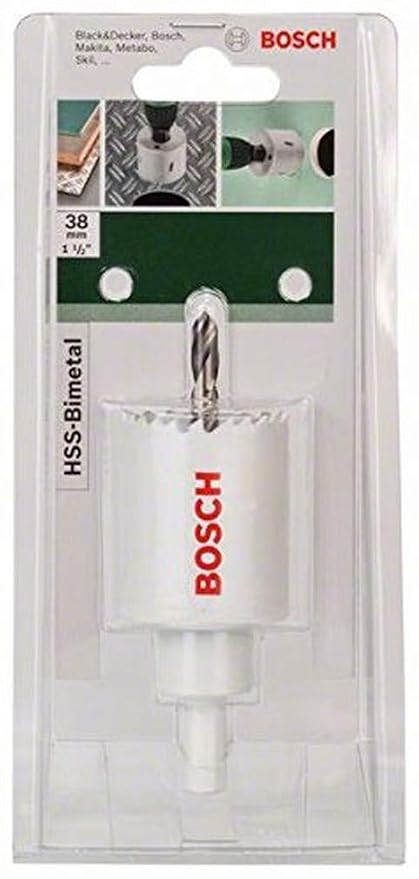BOSCH 2609255607 HSS Bi-Metal Holesaw 38mm | Fast Cutting in Wood, Metal & Plastics | Vario Tooth for Smooth Performance | One-Piece Low-Vibration Design | Fits All Brands with Hex Connection