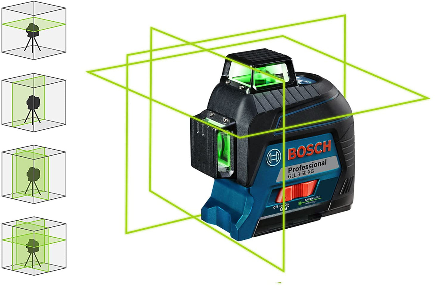 Bosch Professional Laser Level GLL 3-60 XG (Green Laser, Working Range: 30 m, 4x Battery, AA, in Carrying Case)