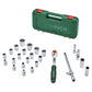 Bosch 1600A02Z9F 1/2 inch Drive Ratchet Socket Set 25-Piece for Automobiles/Bike/Car Repair