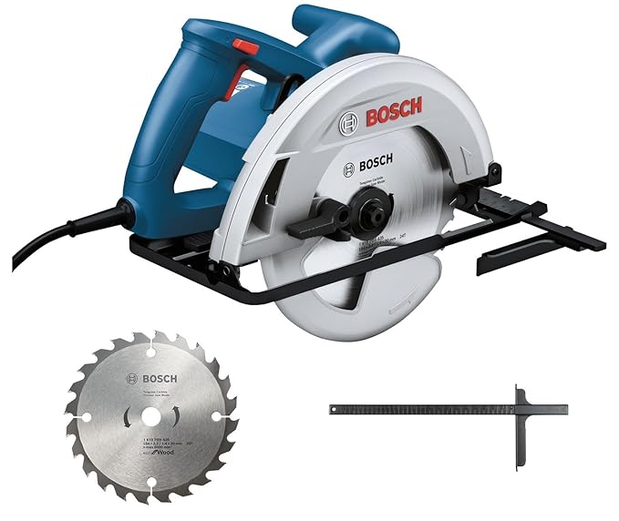 Bosch GKS 130 corded circular saw with blade and guide.