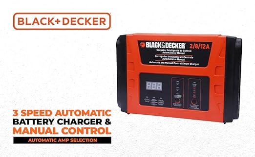 BLACK+DECKER BC12-B2 2/8/12 Amp 3 Speed Automatic Battery Charger and Manual Control