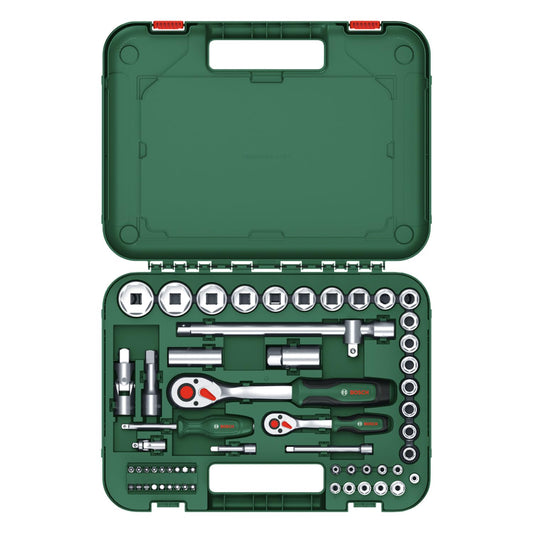 Bosch 1600A02Z9G 1/4" + 1/2" Ratchet Set 57-Piece High Torque