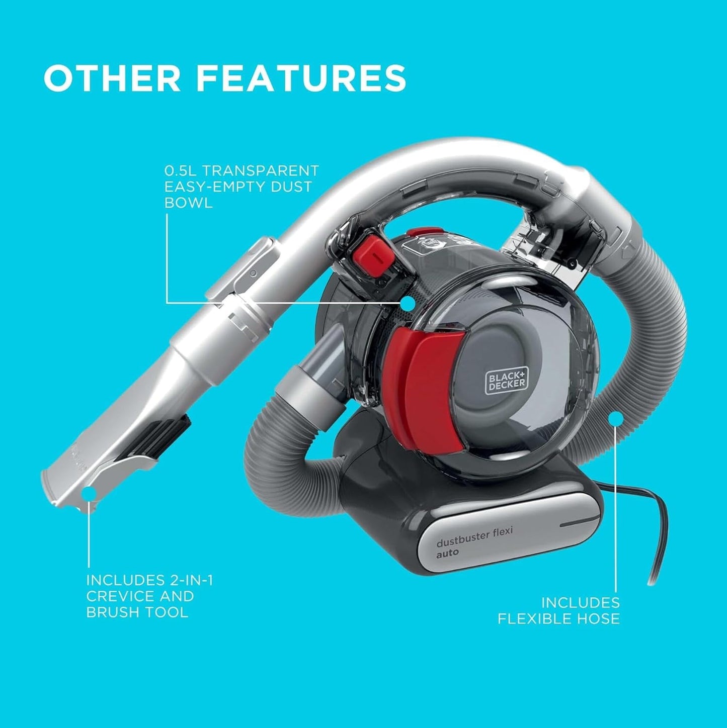 BOSCH PD1200AV - 12V DUSTBUSTER FLEXI AUTO HANDHELD VACUUM CLEANER