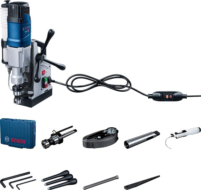 Bosch GBM 50-2 Professional Metal Drill - Heavy Duty - 1200 W – 1.5/50 mm – Protection Switch & Service Display (Blue)