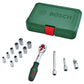 Bosch 1600A02BY0 1/4 Socket and Rachet Set 14 Pieces Green