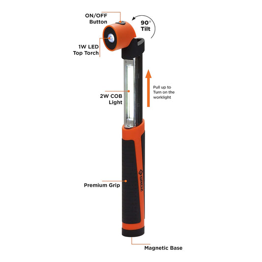 GROZ  LED/305 2 in1 Retractable Light | High Output Torch | Portable Light | Durable and Impact Proof Body | Emergency Light | Trek torch, Camping light |