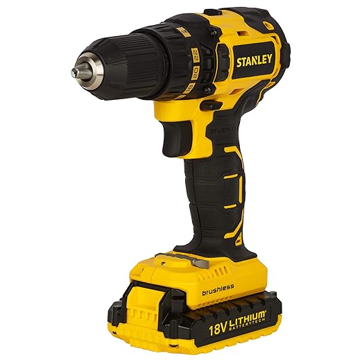 STANLEY SBD201D2K 18V,13mm Li-ion Brushless Cordless Drill Machine Driver-2x1.5Ah Batteries