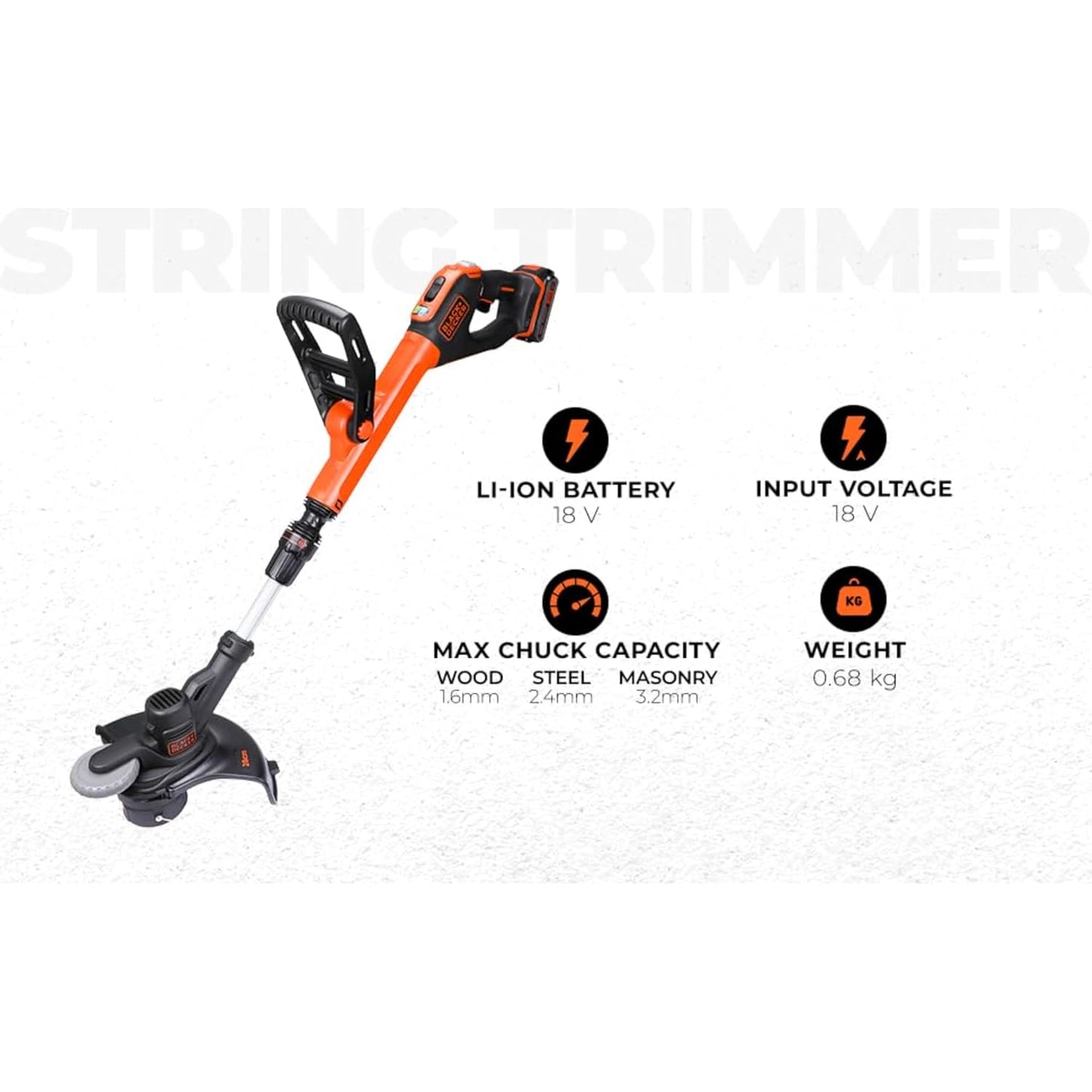BLACK+DECKER: STC1820EPCF-B1 |18V Lithium-ion Cordless POWERCOMMAND™ String Trimmer with Bed Edger Attachment| 18 V, Li-ion Battery| Cutting Width 28 cm | Suitable for Home Gardens