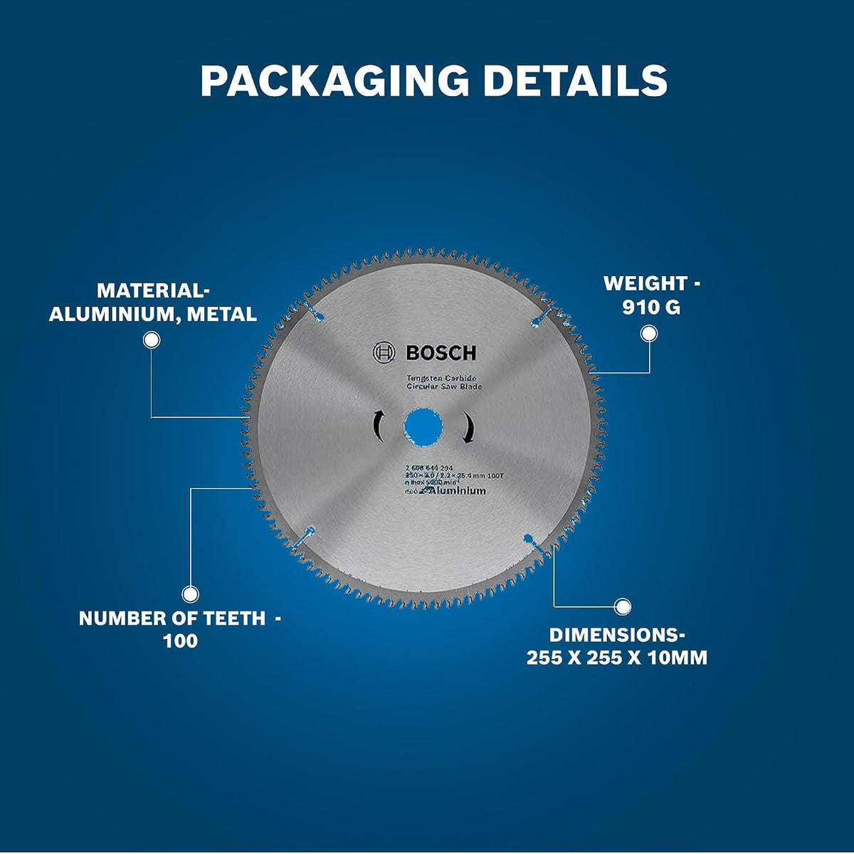 BOSCH 2608644294 Professional Circular Saw Blade 250mm x 30mm Bore, 100 Teeth for Aluminium, Plastics & Non-Ferrous Metals, Compatible with Handheld & Bench Saws