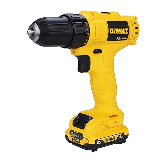 DEWALT DCD700D2A 12V, 10mm XR Li ion Cordless Drill Driver with 2x2.0 Ah Batteries + 109 Pieces Accessory Kit