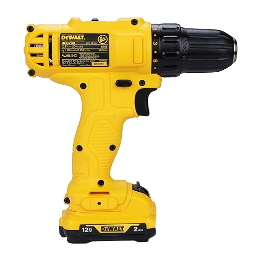 DEWALT DCD700D2 12V, 10mm XR Li ion Cordless Drill Driver with 2x2.0 Ah Batteries include