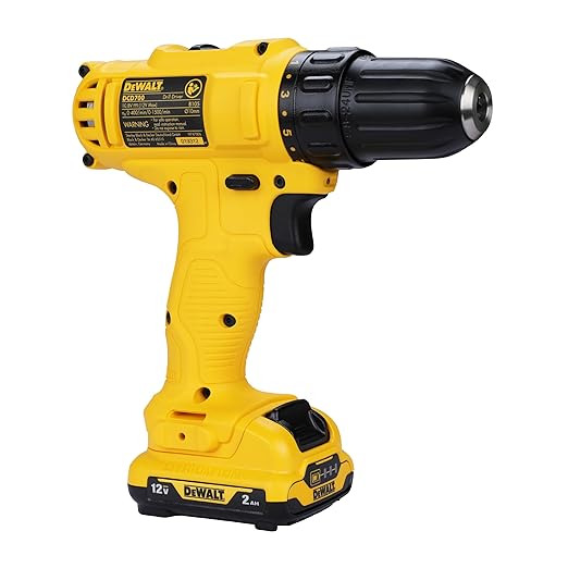 DEWALT DCD700D2 12V, 10mm XR Li ion Cordless Drill Driver with 2x2.0 Ah Batteries include