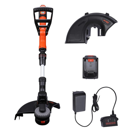 BLACK+DECKER: STC1820EPCF-B1 |18V Lithium-ion Cordless POWERCOMMAND™ String Trimmer with Bed Edger Attachment| 18 V, Li-ion Battery| Cutting Width 28 cm | Suitable for Home Gardens