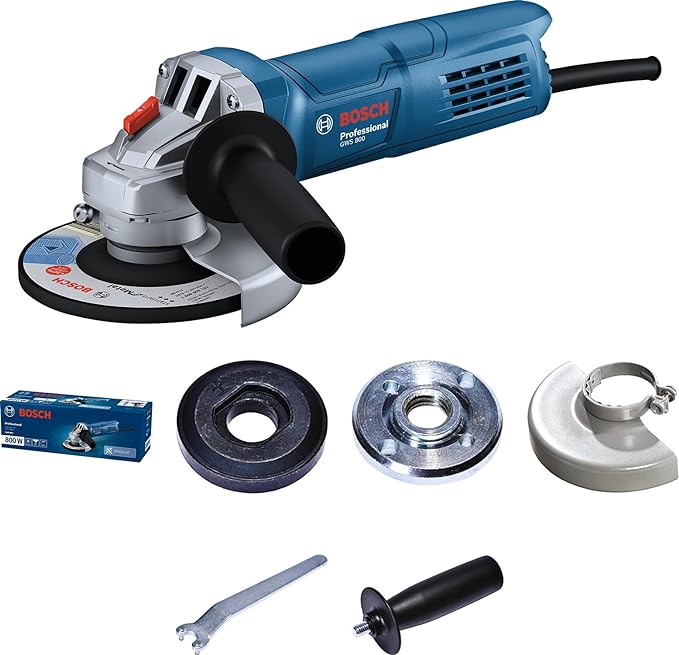 BOSCH Professional GWS 800 with 2 Cutting Wheels & 1 Grinding Wheel Corded Electric Angle Grinder