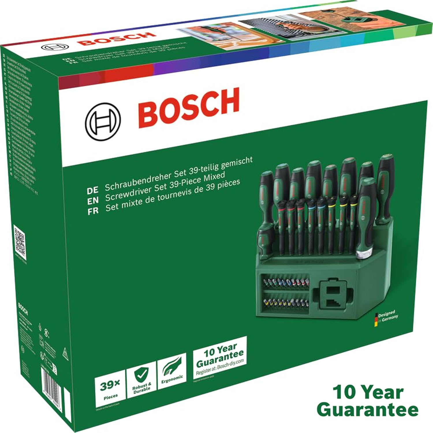 Bosch 1600A02Z9L 39-piece screwdriver set with storage rack