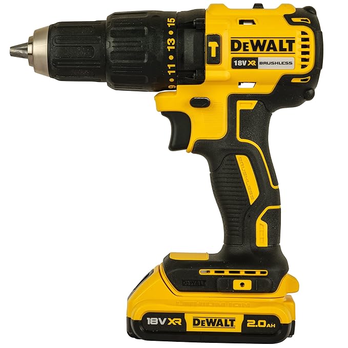 Dewalt Dcd7781D2 18V 13Mm Cordless Compact Brushless Hammer Drill Machine With 2X2.0Ah Li-Ion Batteries, Yellow