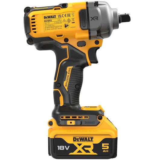 DCF892P2T-QW 18V XR® Brushless 1/2" Detent Pin Mid Torque Impact Wrench - 2 x 5Ah