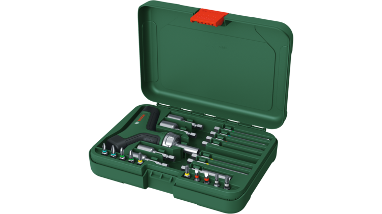 Bosch 1600A02Z9T Bit Ratchet Screwdriver T-handle Set 22-Pieces