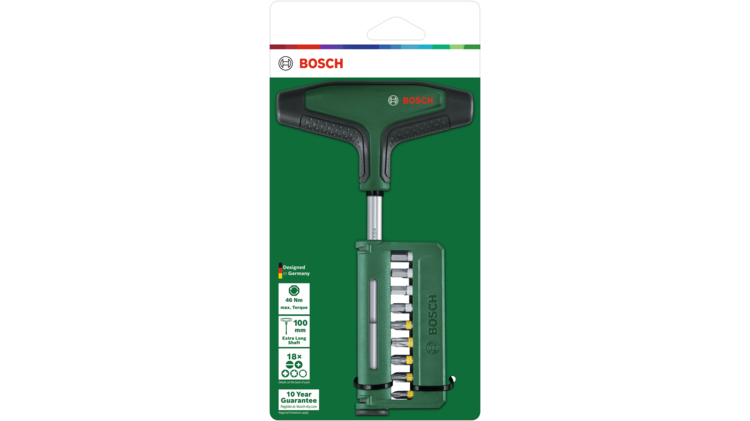 Bosch 1600A039J3 19-piece T-handle bit screwdriver set