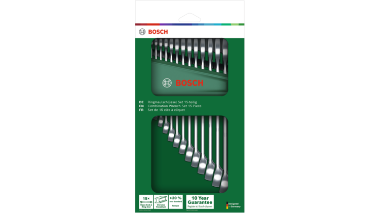 Bosch 1600A02Z9E Combination Wrench Set 15-Piece