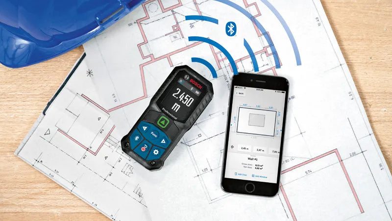 BOSCH GLM 50-27 CG Professional Laser Measure with Green Laser, 50m Range, Bluetooth Connectivity, IP65 Protection, Drop-Resistant, 1/4" Tripod Thread,