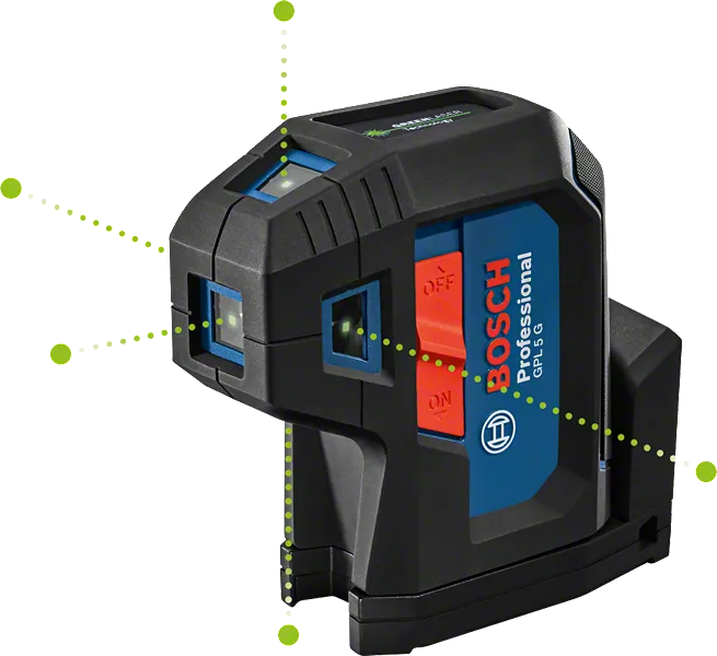 Bosch GPL 5 G Professional 5-Point Laser Measure, Green Laser, 30 m, IP 65, Two Position Switch, Integrated Rotation Mount, 0.35 kg